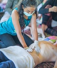 Stomach massage treatment Thai way